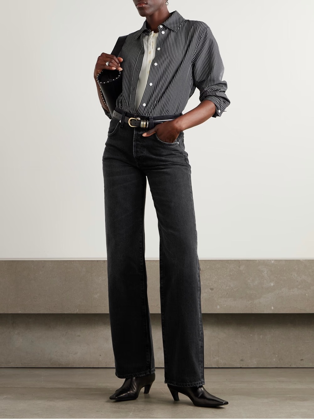 Citizens Of Humanity Black High-Rise Wide-Leg Jeans Annina